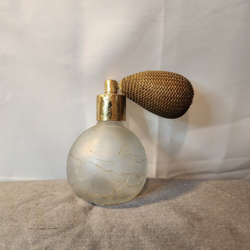 Frosted Crackle Glass Perfume Bottle
